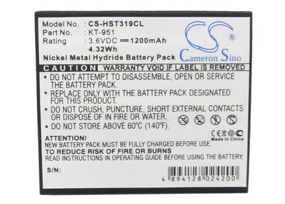 3.6V, 1200mAh, Ni-MH Battery fits Kathrein, Kt951, 4.32Wh