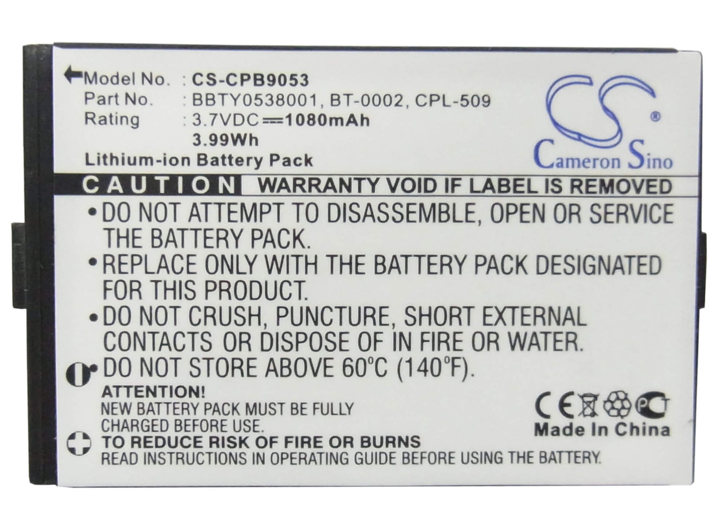 3.7V, 1080mAh, Li-ion Battery fits Uniden, Elbt585, Elbt-585, 3.996Wh