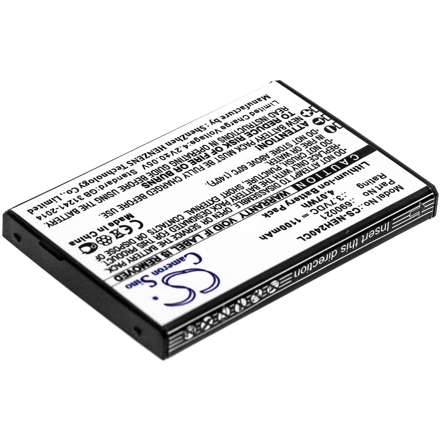 3.7V, 1100mAh, Li-ion Battery fits Nec, Mh240, 4.07Wh