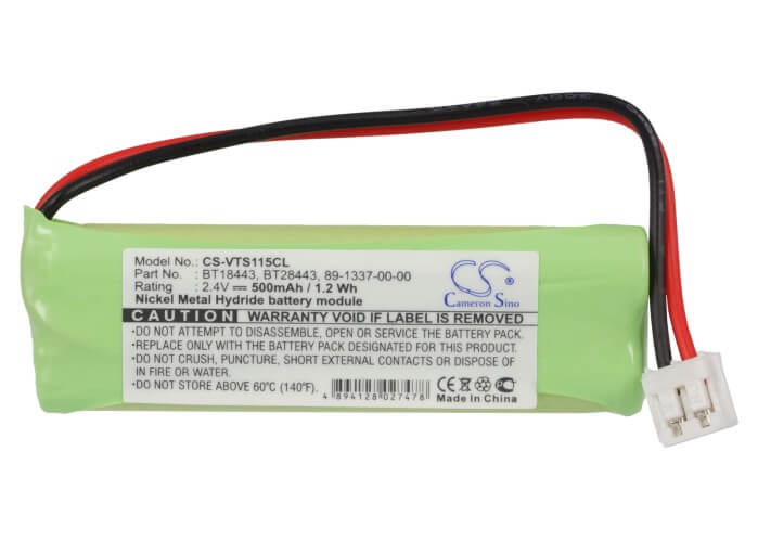 2.4V, 500mAh, Ni-MH Battery fits V Tech, 89133700, 8913370000, 1.2Wh