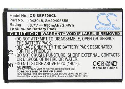 3.7V, 650mAh, Li-ion Battery fits Swissvoice, Epure, Epure Fulleco Duo, 2.405Wh