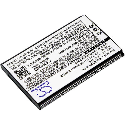 3.7V, 650mAh, Li-ion Battery fits Bt, Elements 1k, 2.405Wh