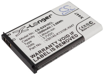 3.7V, 1050mAh, Li-ion Battery fits Siemens, Gigaset Sl910, Gigaset Sl910a, 3.885Wh