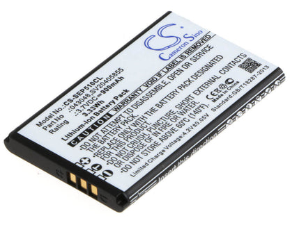3.7V, 900mAh, Li-ion Battery fits Swissvoice, Epure, Epure 6.0, 3.33Wh