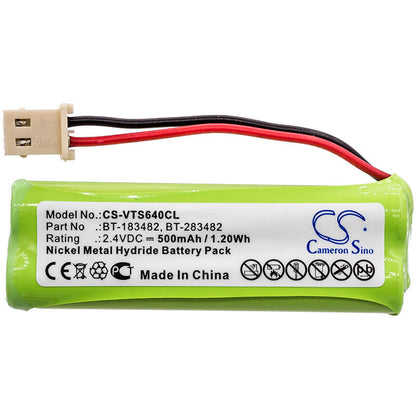2.4V, 500mAh, Ni-MH Battery fits V Tech, 89134801, Cs6114, 1.2Wh