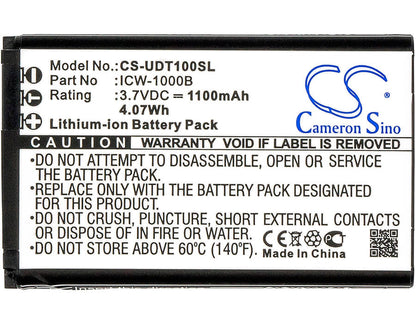 3.7V, 1100mAh, Li-ion Battery fits Incom, Icw-1000b, 4.07Wh