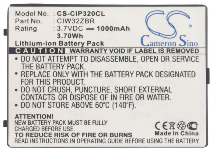 3.7V, 1000mAh, Li-ion Battery fits Cisco, Linksys Wip300, Wip320, 3.7Wh