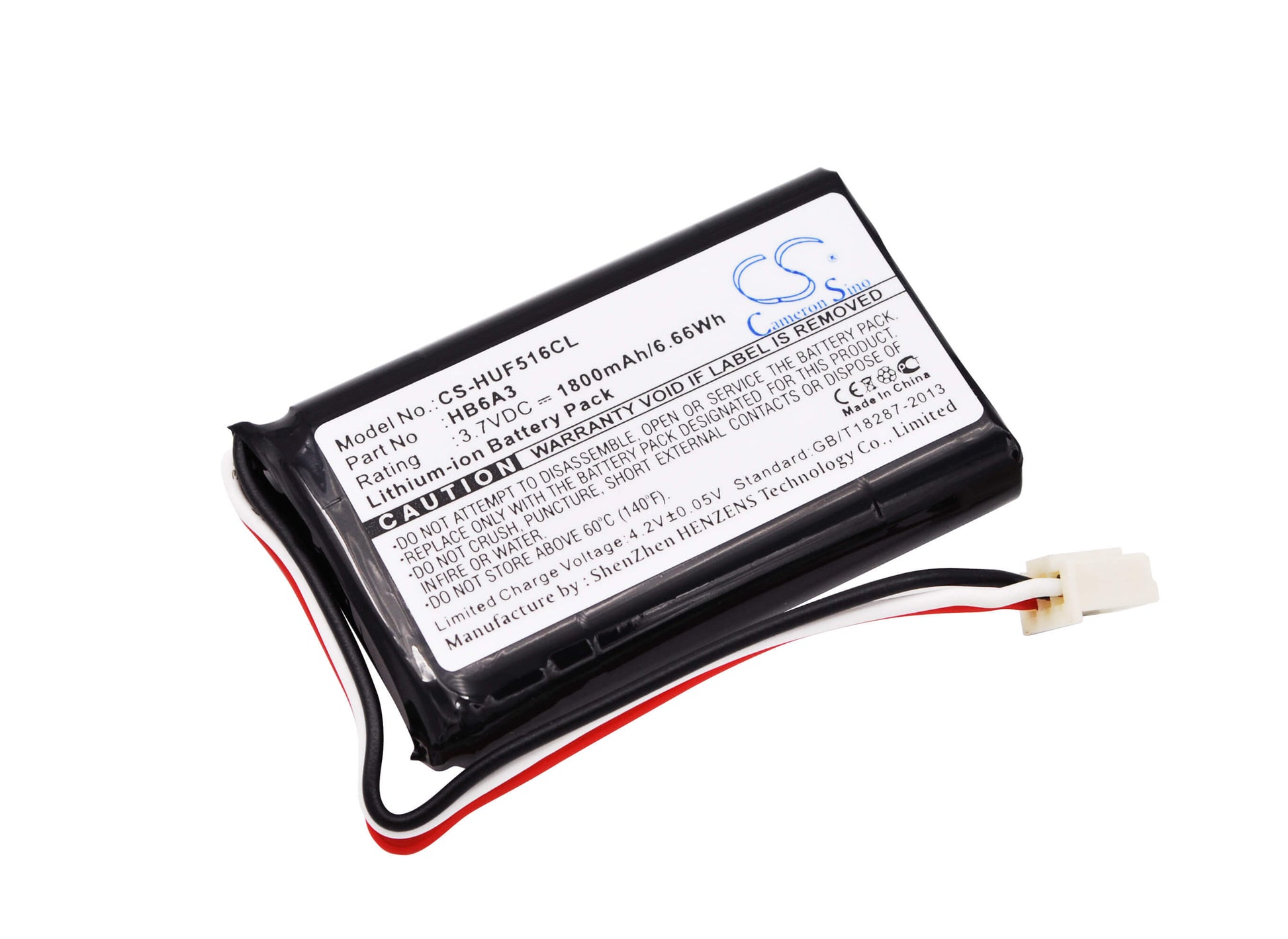 3.7V, 1800mAh, Li-ion Battery fits Huawei, Ets5623, F501, 6.66Wh
