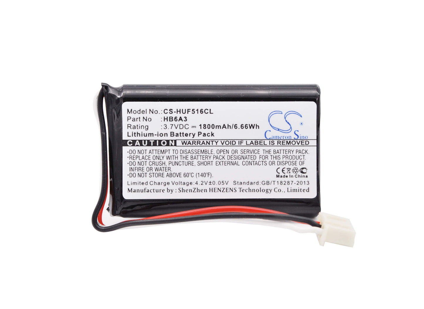 3.7V, 1800mAh, Li-ion Battery fits Huawei, Ets5623, F501, 6.66Wh
