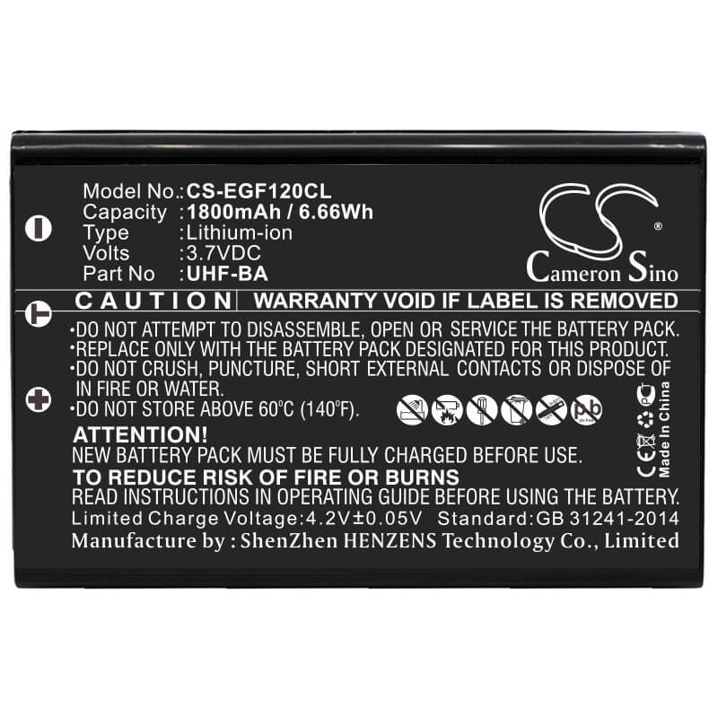 3.7V, 1800mAh, Li-ion Battery fits Engenius, Uhf, 6.66Wh