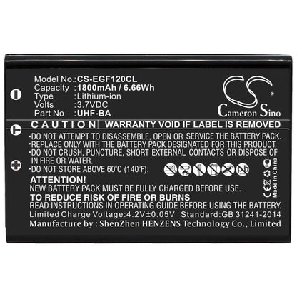 3.7V, 1800mAh, Li-ion Battery fits Engenius, Uhf, 6.66Wh