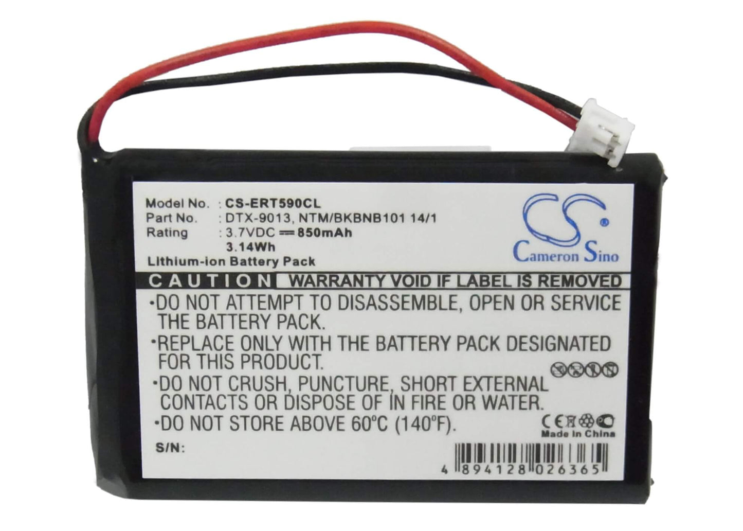 3.7V, 850mAh, Li-ion Battery fits Ericsson, Dt590, Dt5900, 3.145Wh