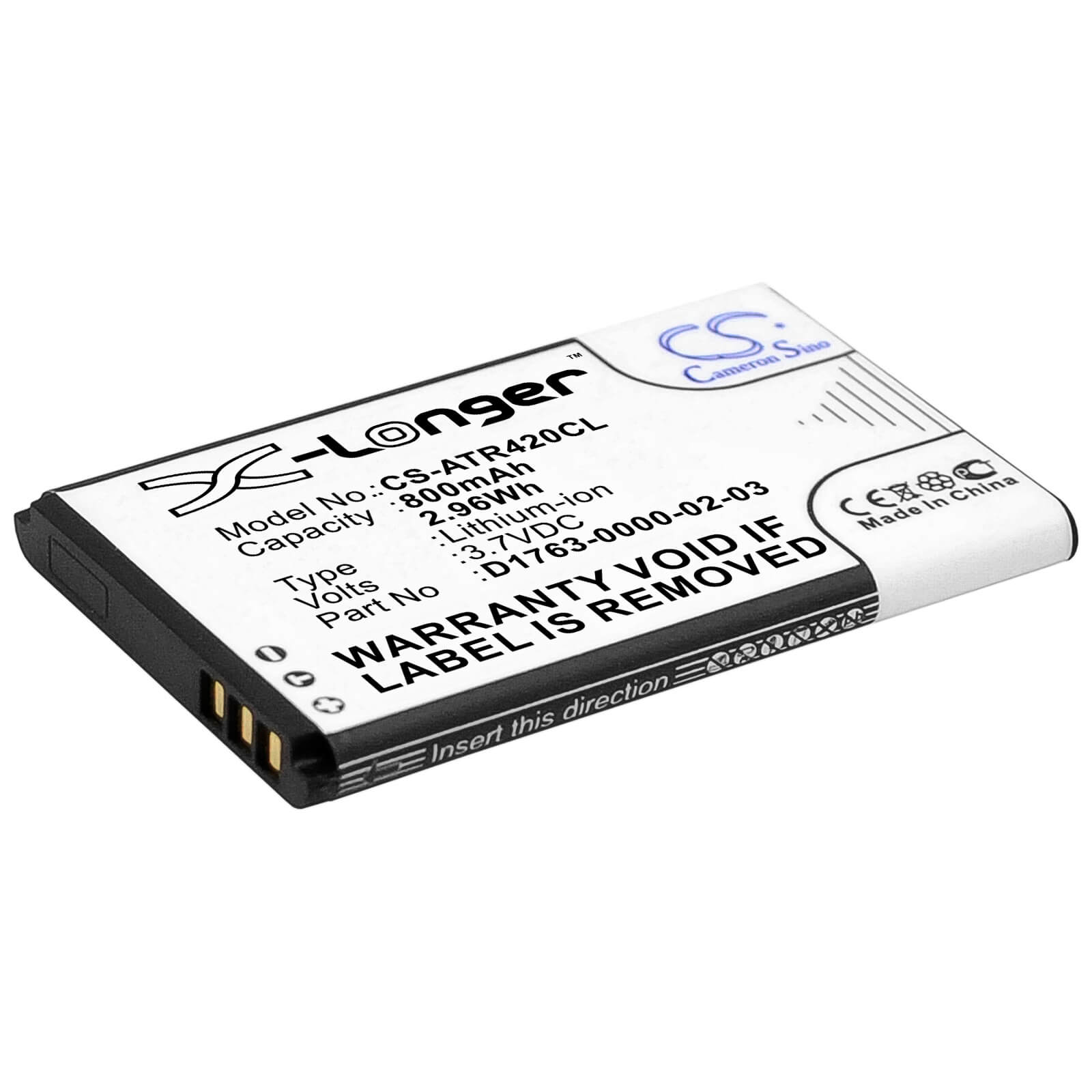 3.7V, 800mAh, Li-ion Battery fits Aastra, 420d, 2.96Wh