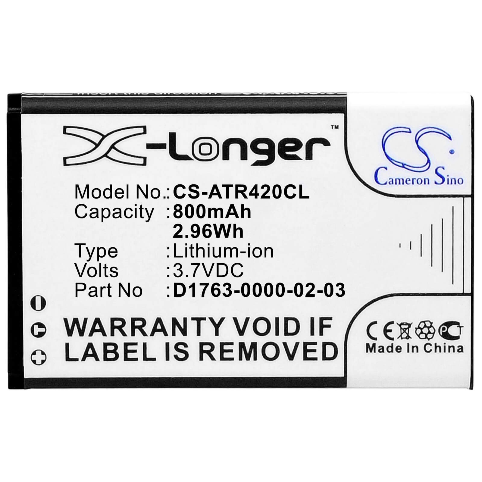 3.7V, 800mAh, Li-ion Battery fits Aastra, 420d, 2.96Wh