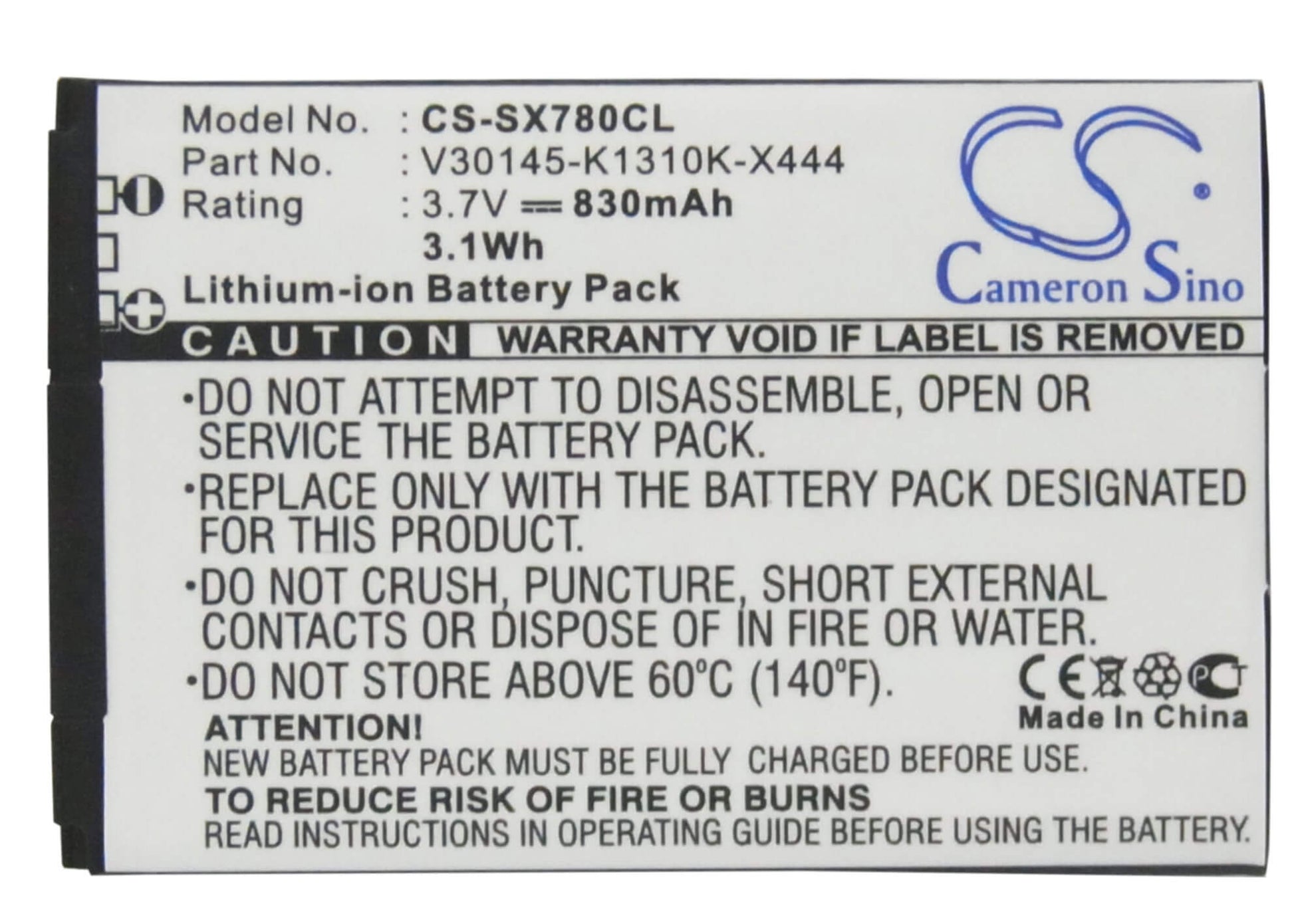 3.7V, 830mAh, Li-ion Battery fits Siemens, Gigaset Sl400, Gigaset Sl400a, 3.071Wh
