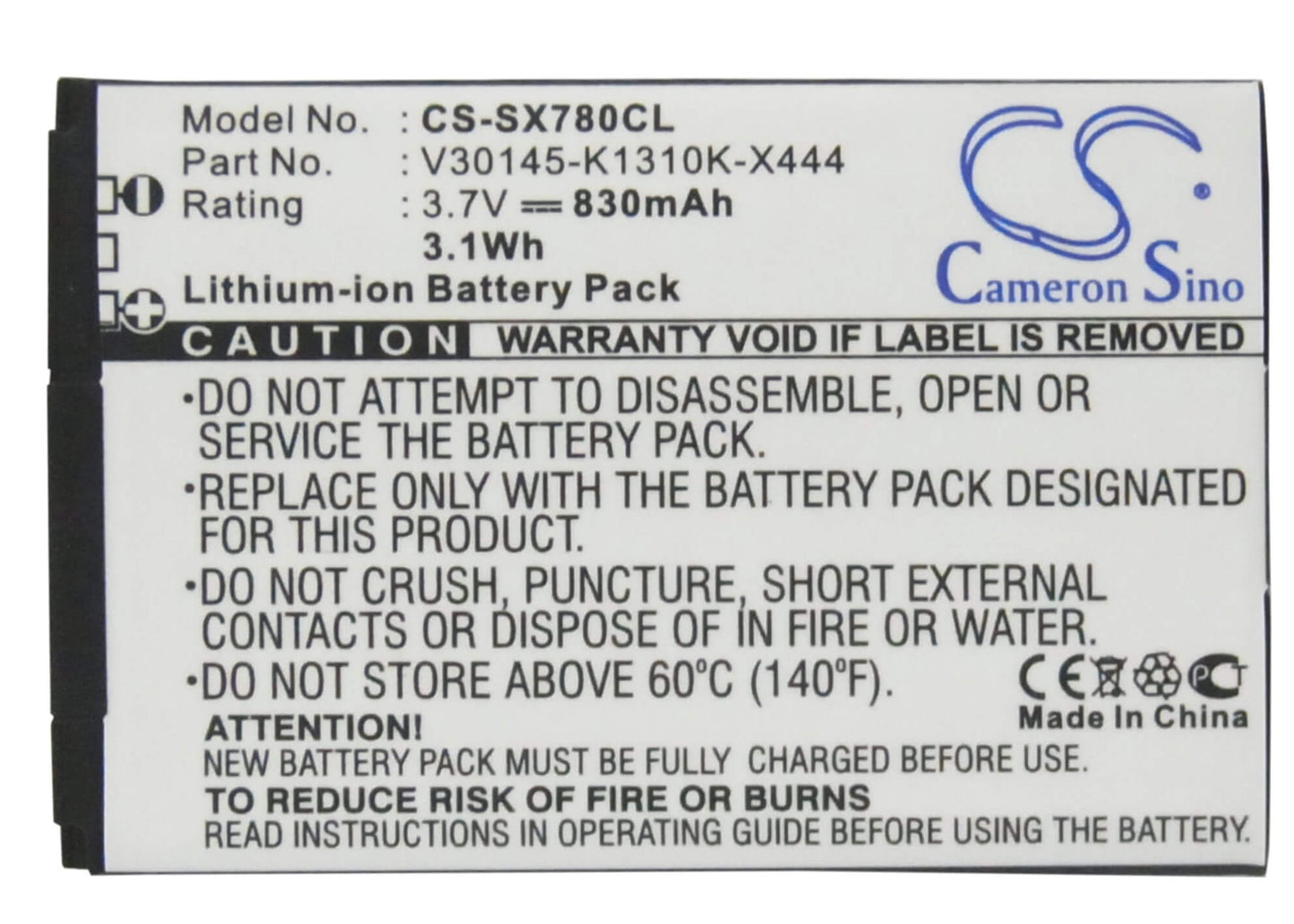 3.7V, 830mAh, Li-ion Battery fits Unify, 52-s2352-r141, L30250-f600-c230, 3.071Wh