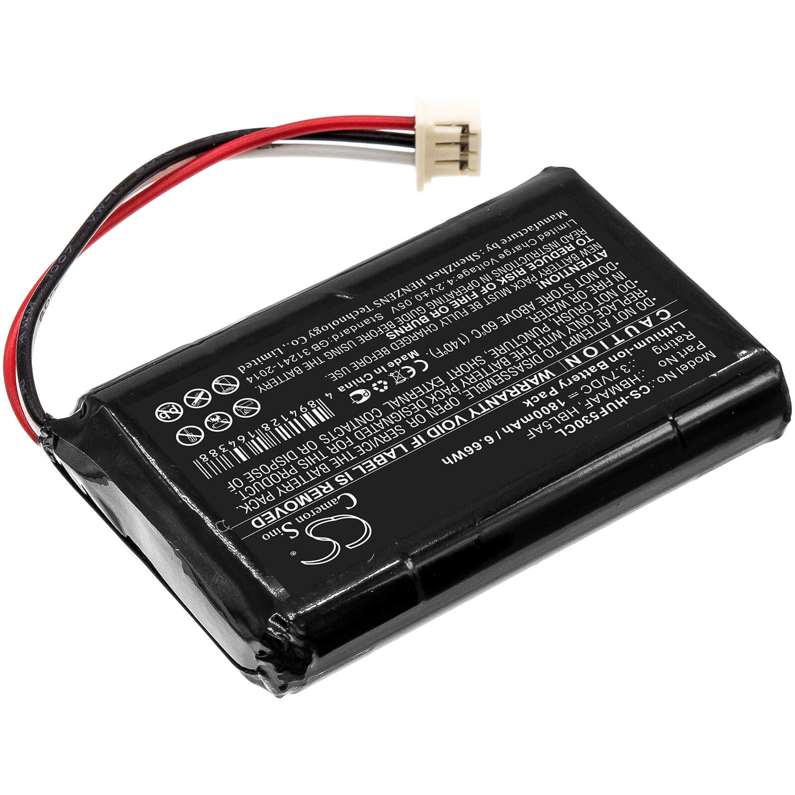 3.7V, 1800mAh, Li-ion Battery fits Huawei, Ets5623, F202, 6.66Wh