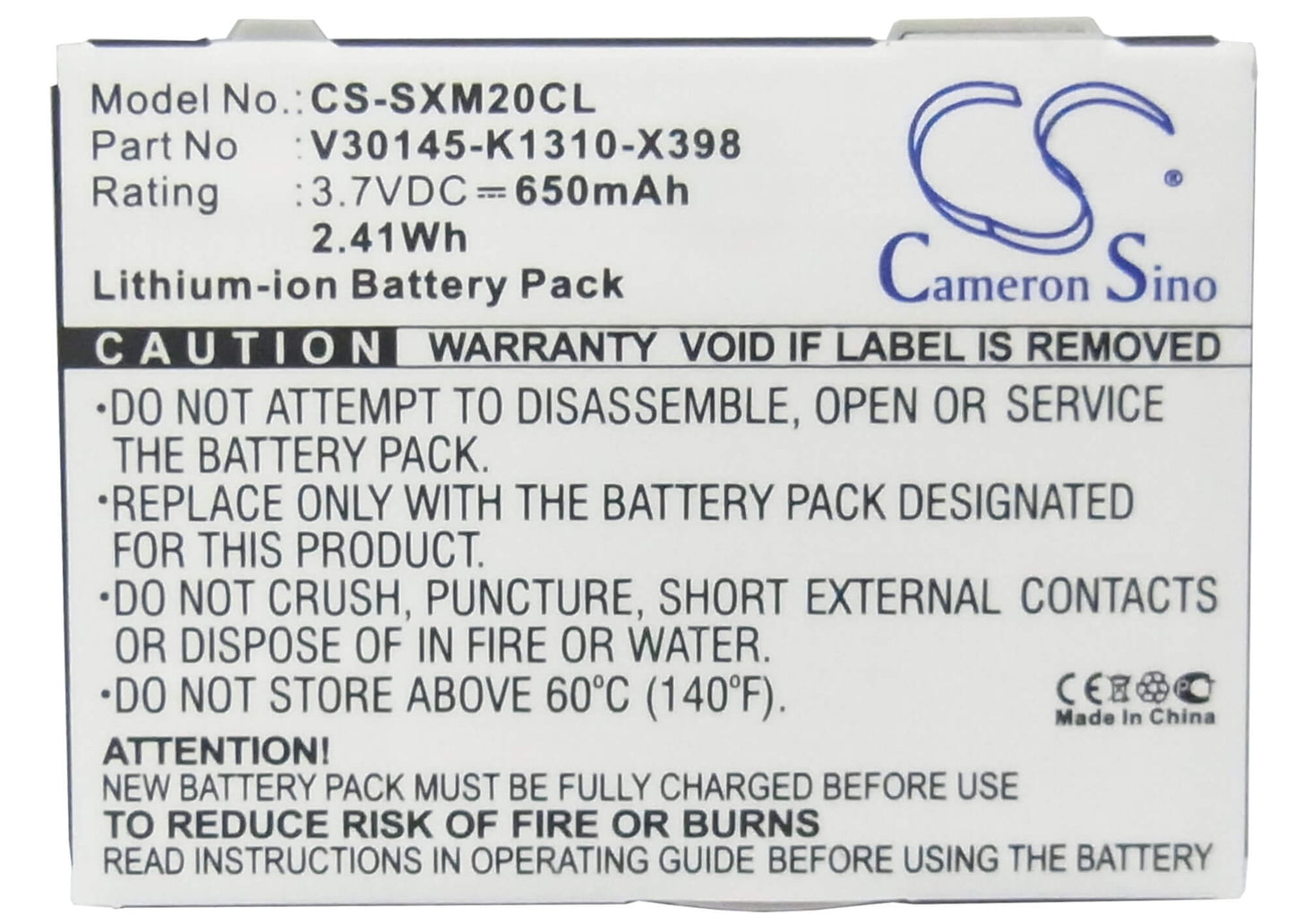 3.7V, 650mAh, Li-ion Battery fits Siemens, Gigaset M2, Gigaset M2 Plus, 2.405Wh