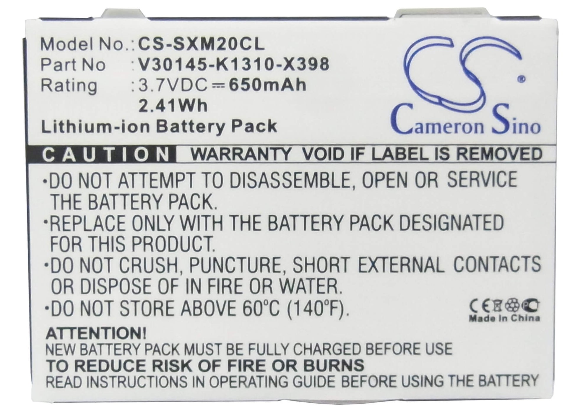 3.7V, 650mAh, Li-ion Battery fits Siemens, Gigaset M2, Gigaset M2 Plus, 2.405Wh