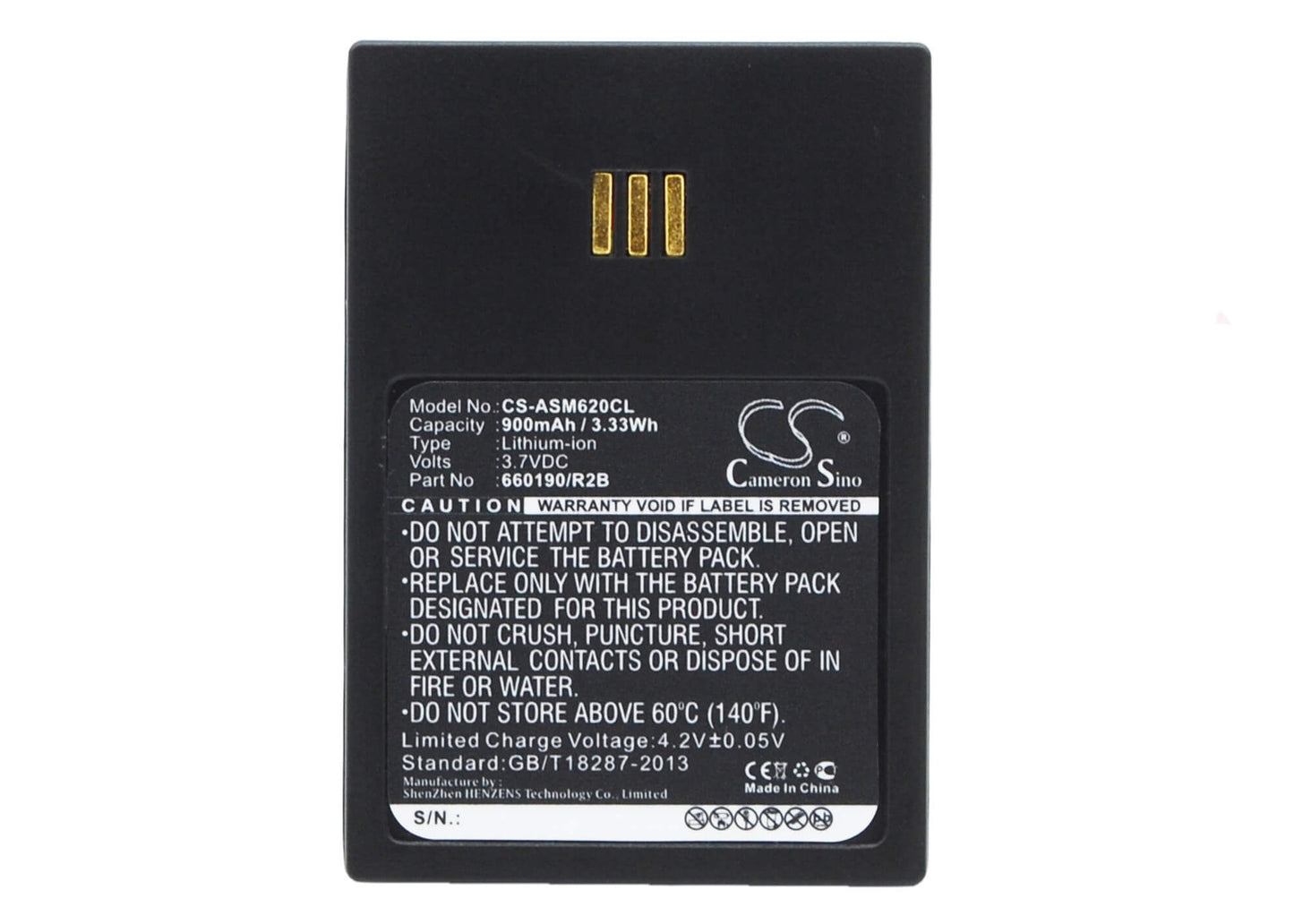 CS-ASM620CL, Cordless Phone 3.7V, 900mAh, Li-ion Battery fits Ascom, 9d62, D62, 3.33Wh