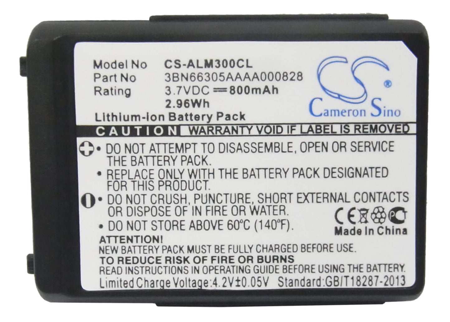 3.7V, 800mAh, Li-ion Battery fits Alcatel, 300 Dect, Mobile 300 Dect, 2.96Wh