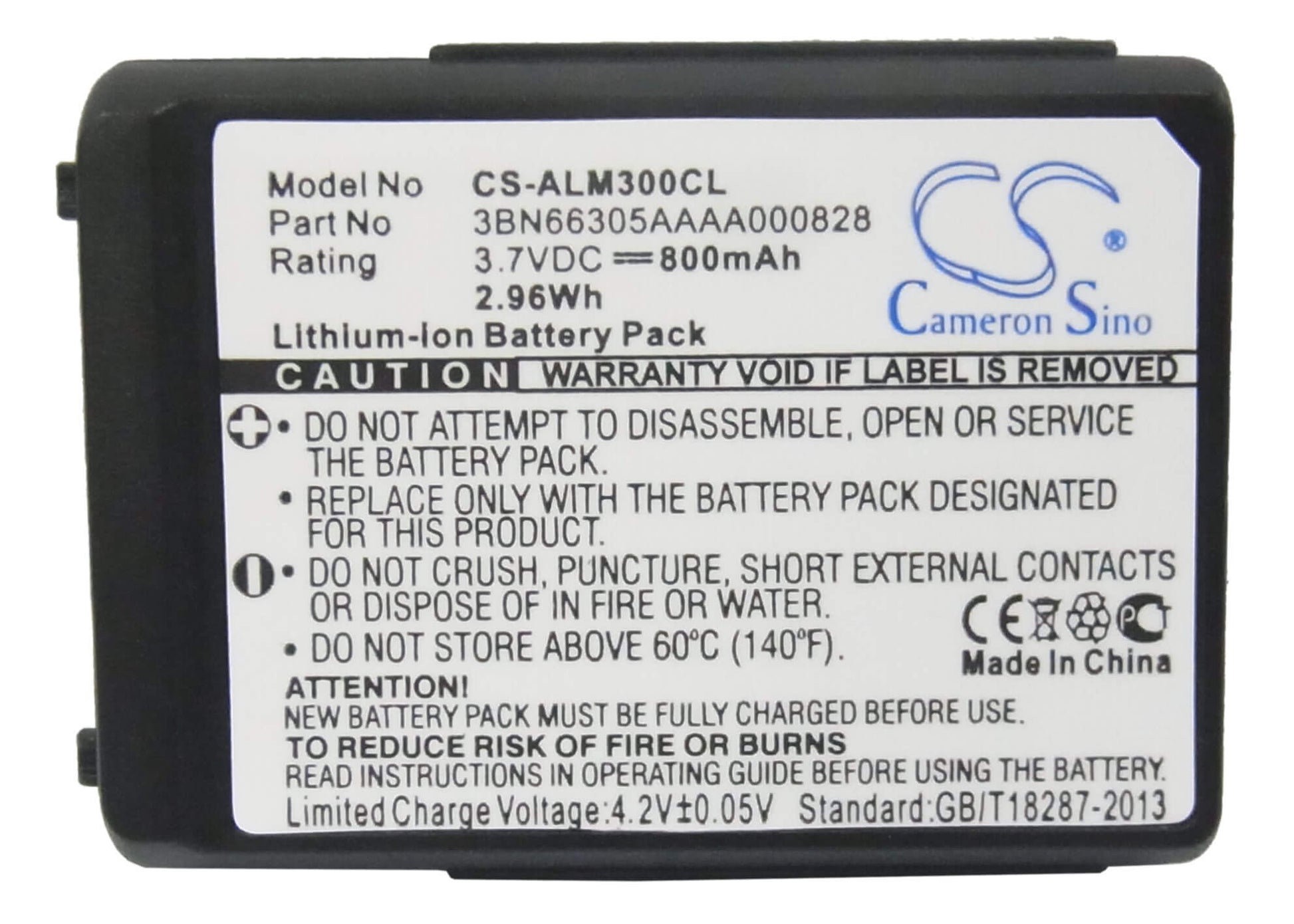 3.7V, 800mAh, Li-ion Battery fits Alcatel, 300 Dect, Mobile 300 Dect, 2.96Wh