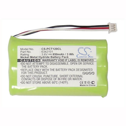 3.6V, 850mAh, Ni-MH Battery fits Plantronics, Ct11, Ct12, 3.06Wh