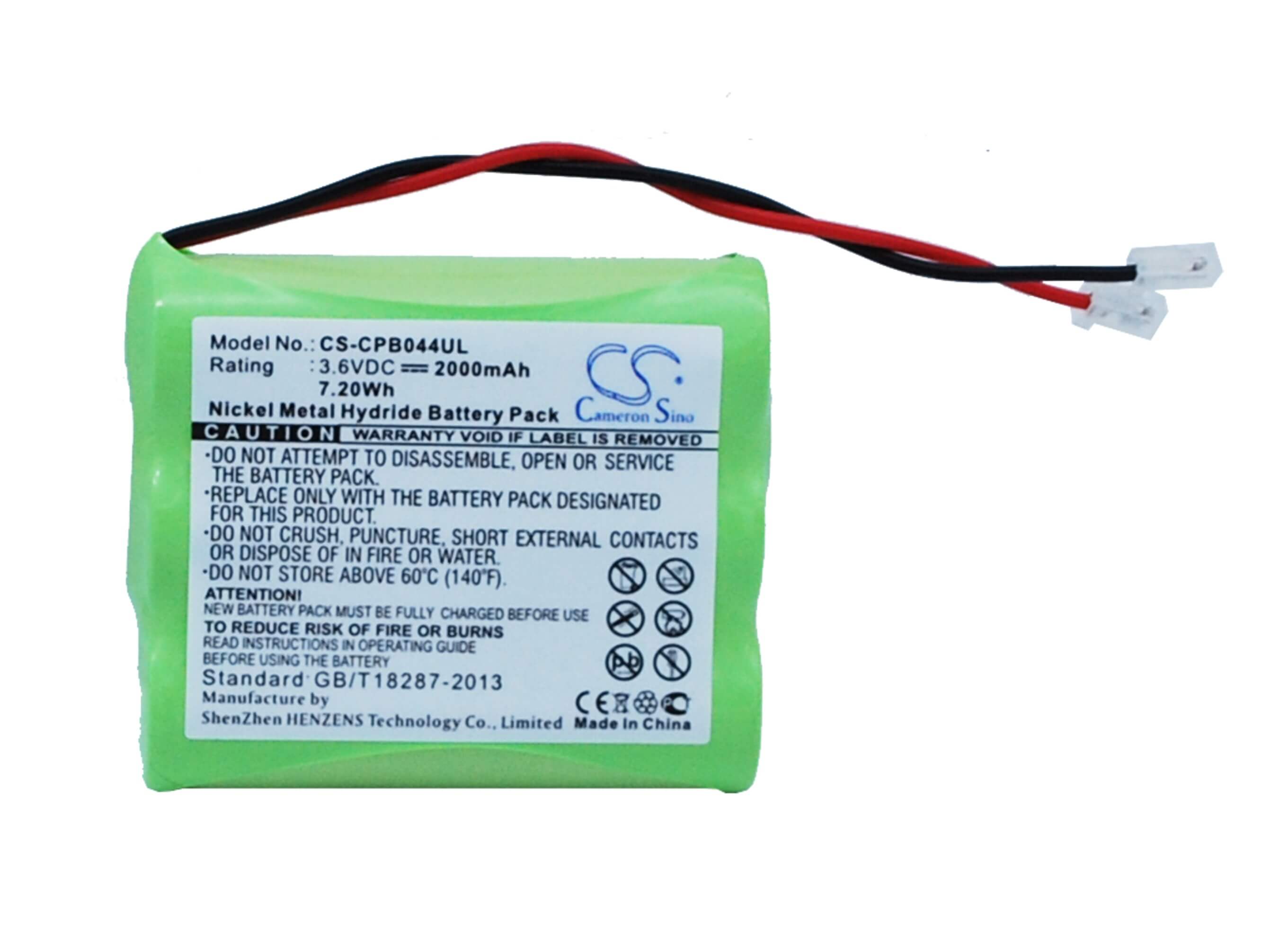 3.6V, 2000mAh, Ni-MH Battery fits Universel, Aa X 3, 7.2Wh