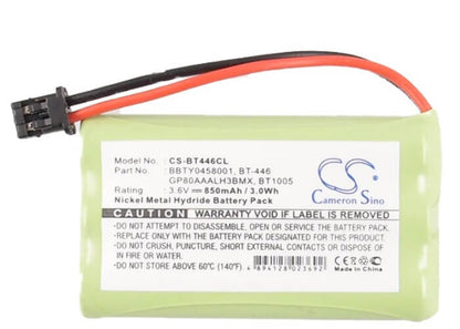 3.6V, 800mAh, Ni-MH Battery fits Gp, Gp80aaalh3bmx, 2.88Wh