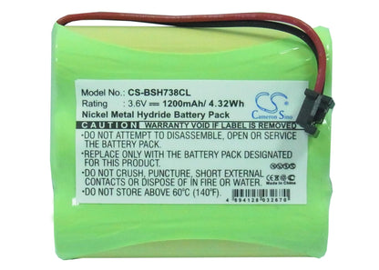 3.6V, 1200mAh, Ni-MH Battery fits Bosch, 738, Ct-com 147, 4.32Wh