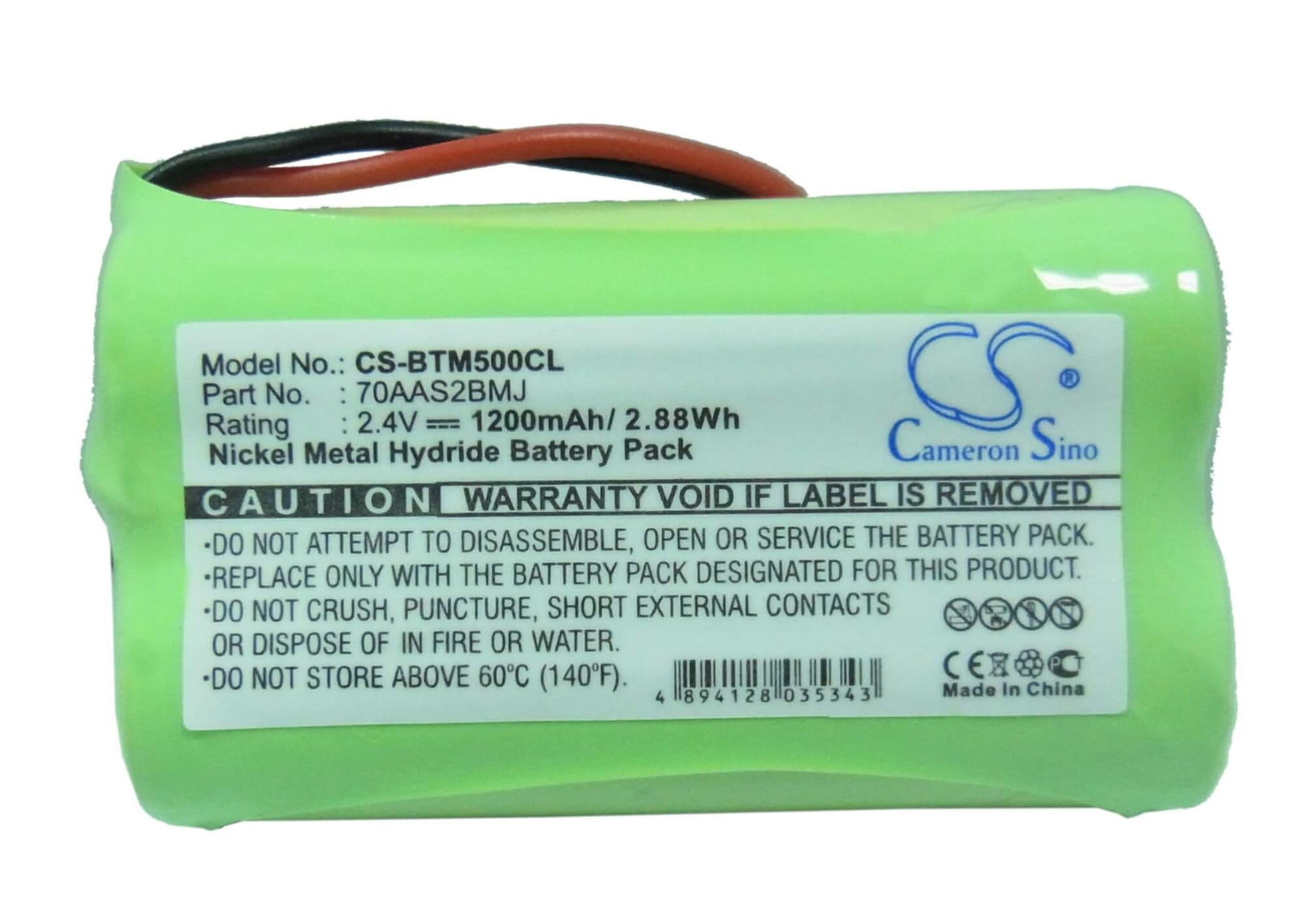 2.4V, 1200mAh, Ni-MH Battery fits Bt, Synergy 600, Synergy 700, 2.88Wh