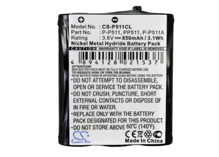 3.6V, 850mAh, Ni-MH Battery fits Sanyo, Ges-pcf10, 3.06Wh