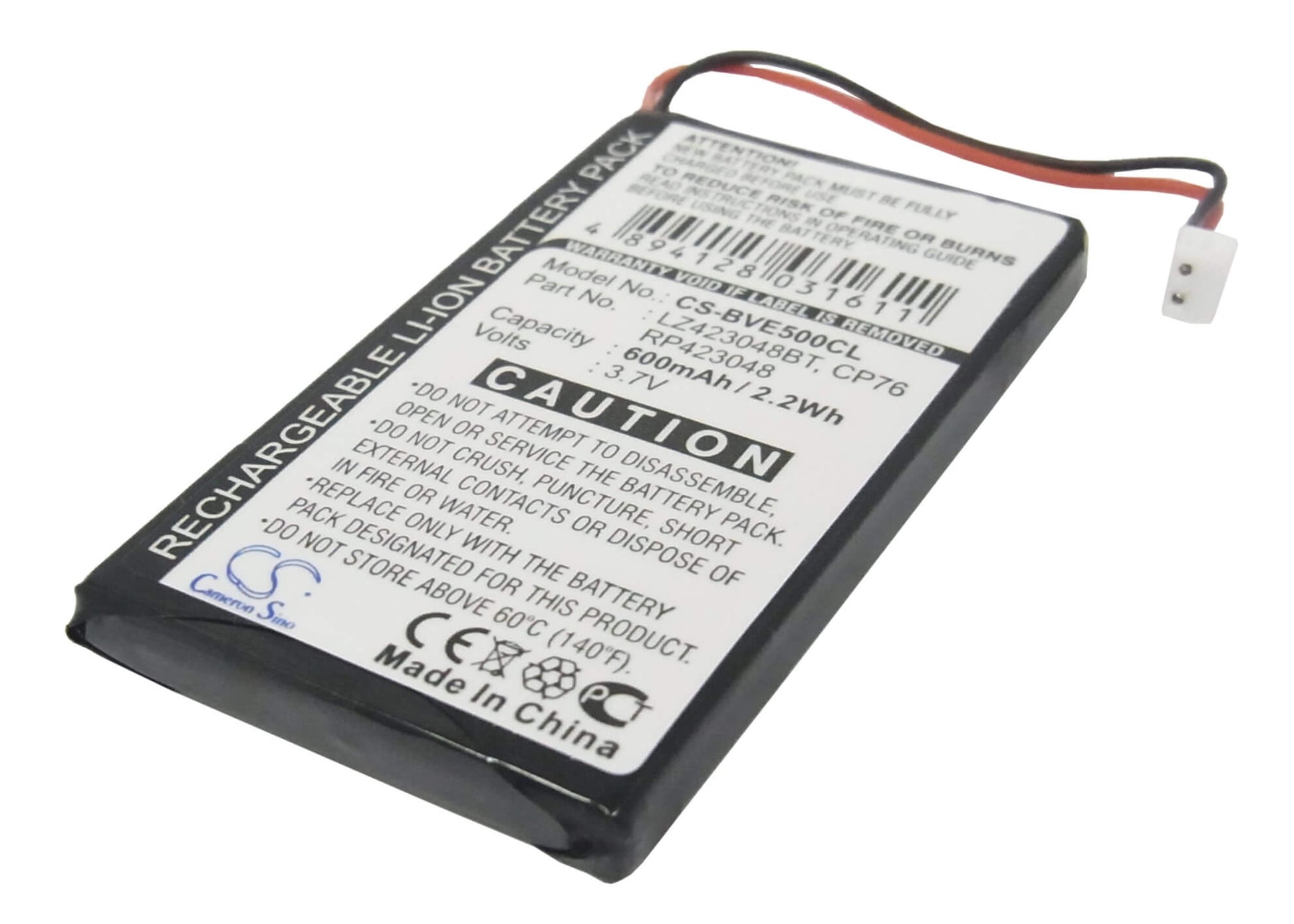 3.7V, 600mAh, Li-ion Battery fits Grundig, Calios 1, Calios 1a, 2.22Wh