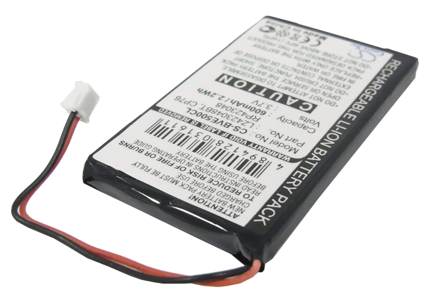 3.7V, 600mAh, Li-ion Battery fits Bti, Verve 500, Verve 500 Black, 2.22Wh