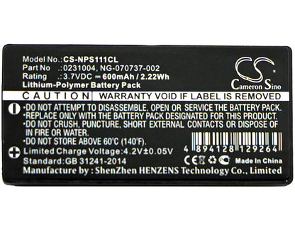 3.7V, 600mAh, Li-Polymer Battery fits Nec, Dterm, Ps111, 2.22Wh