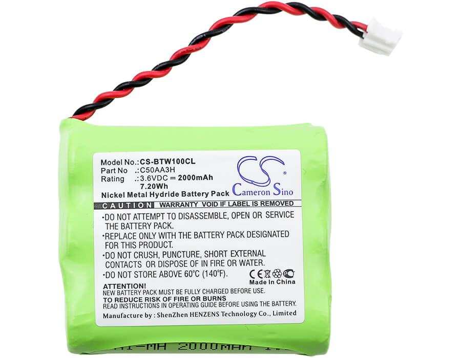 3.6V, 2000mAh, Ni-MH Battery fits Bt, Airway, 7.2Wh