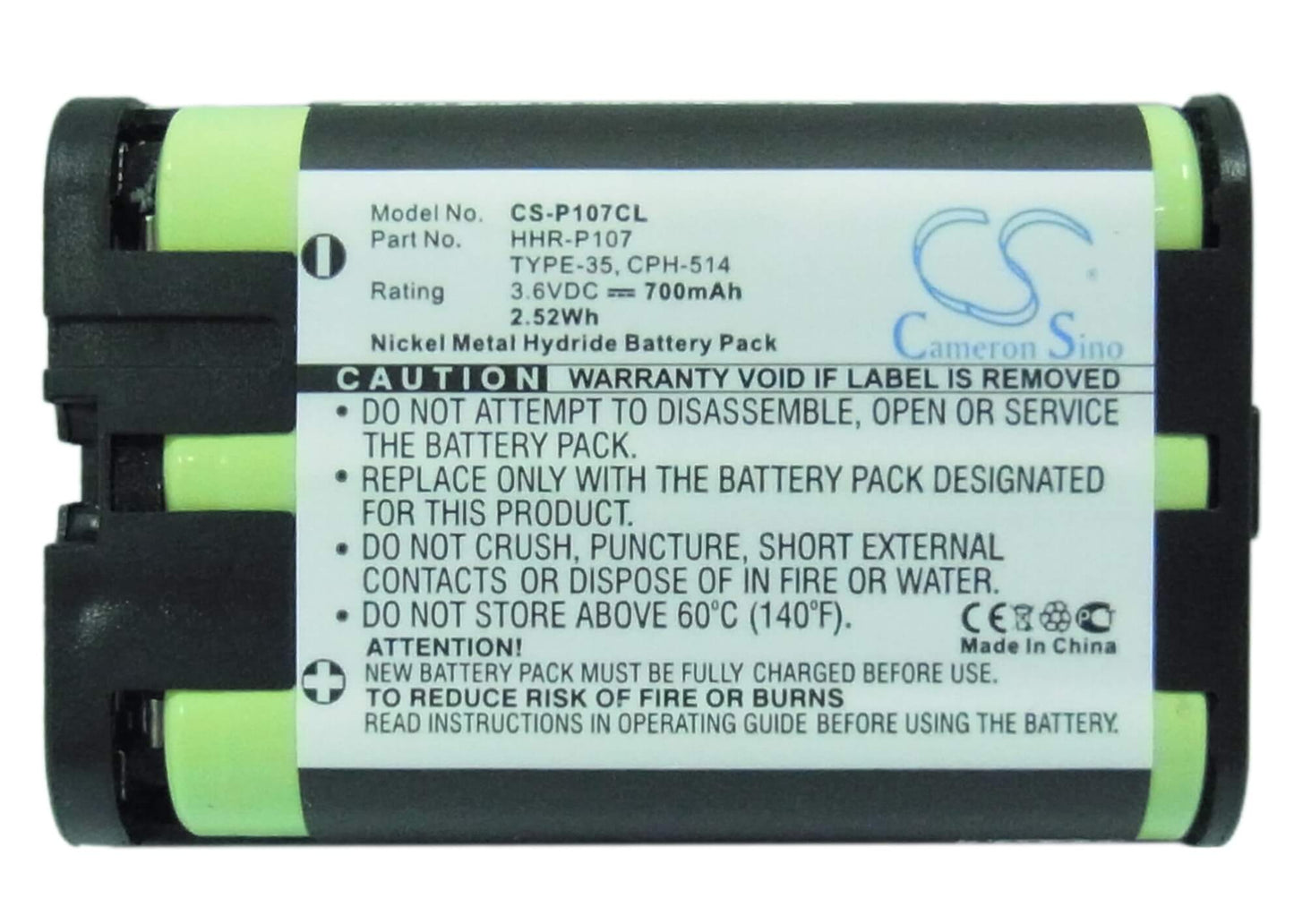 3.6V, 700mAh, Ni-MH Battery fits Radio Shack, 2300479, 23-479, 2.52Wh