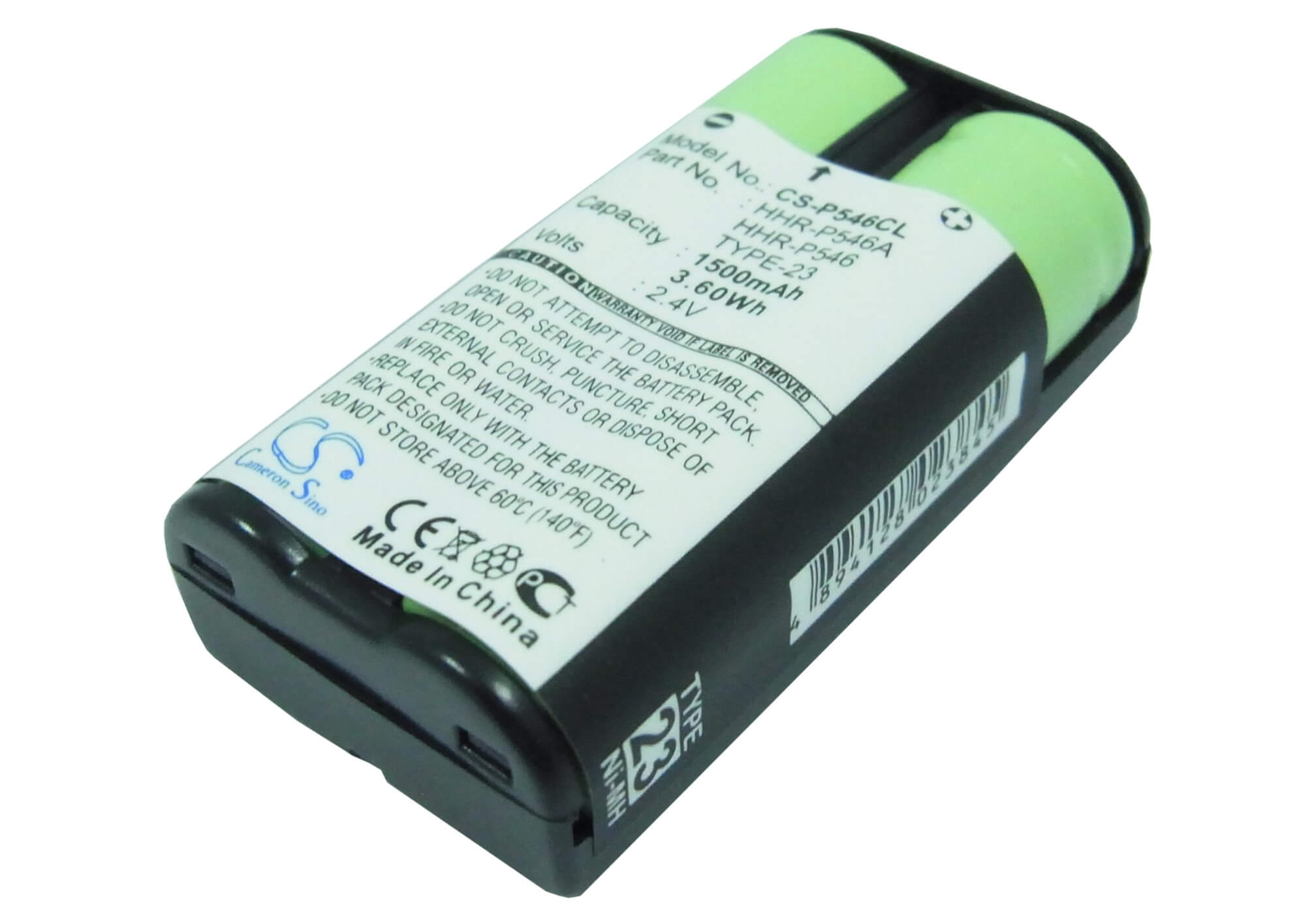 2.4V, 1500mAh, Ni-MH Battery fits Panasonic, Kx-tg1000n, Kx-tg1050n, 3.6Wh
