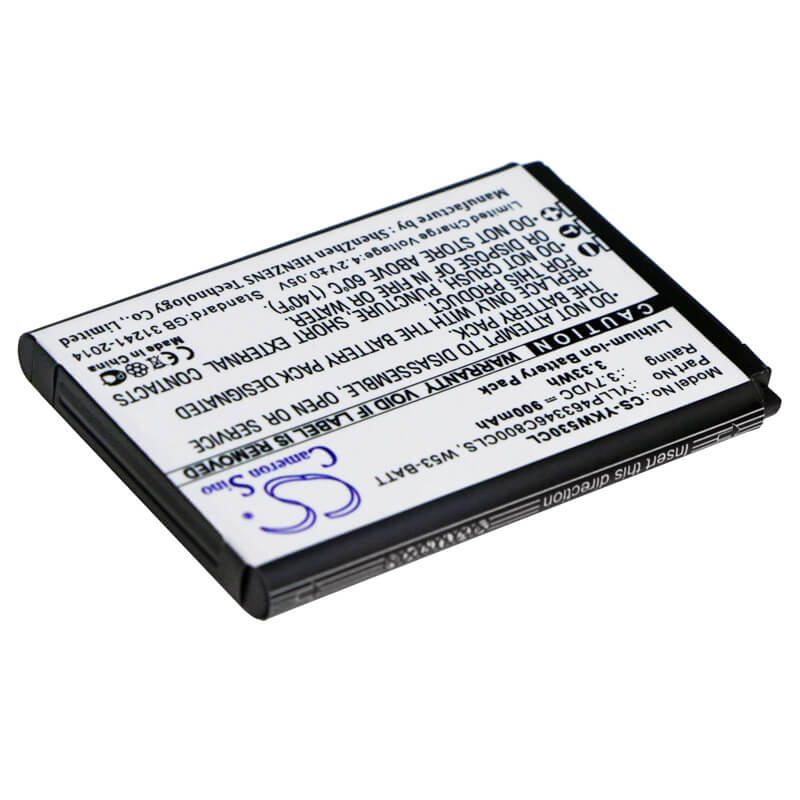 3.7V, 900mAh, Li-ion Battery fits Yealink, W53, W53h, 3.33Wh