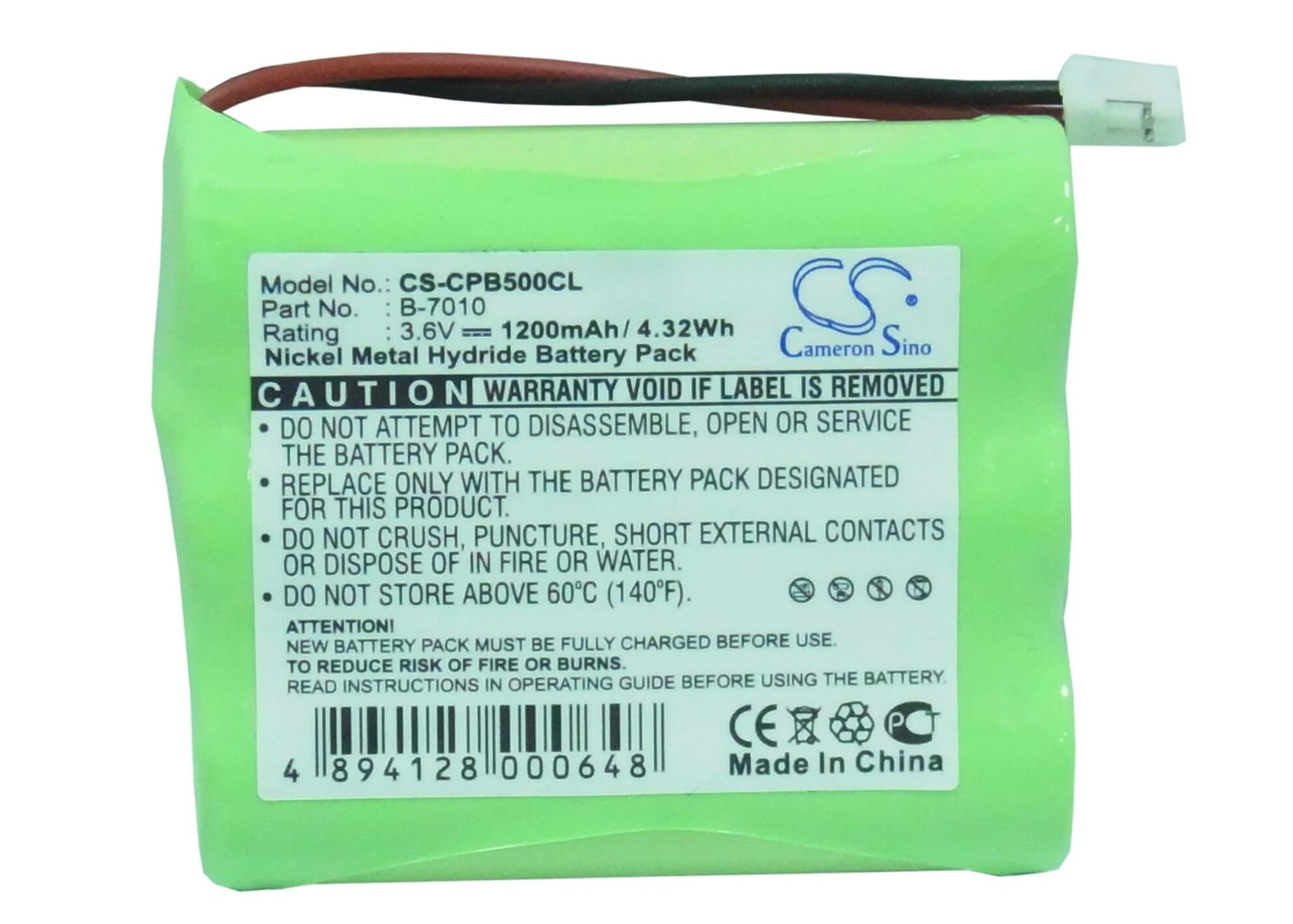 3.6V, 1200mAh, Ni-MH Battery fits Siemens, 240, 242, 4.32Wh