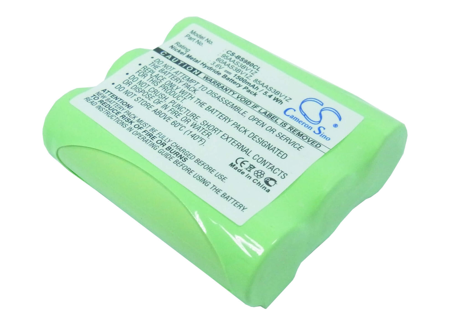 3.6V, 1500mAh, Ni-MH Battery fits Gp, 60aas3bv1z, 85aas3bv1z, 5.4Wh