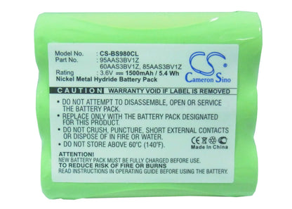 3.6V, 1500mAh, Ni-MH Battery fits Gp, 60aas3bv1z, 85aas3bv1z, 5.4Wh