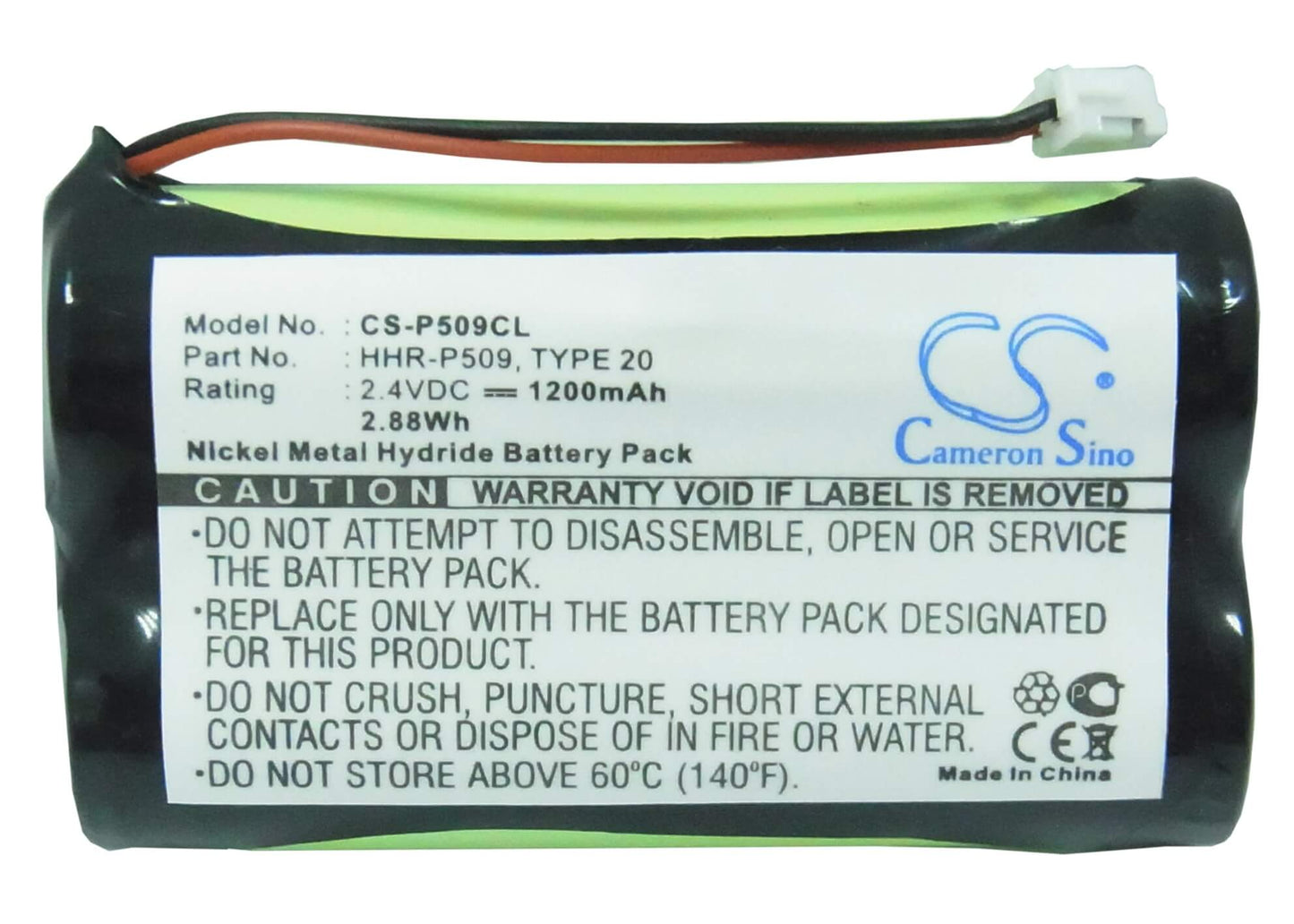 2.4V, 1200mAh, Ni-MH Battery fits Toshiba, Fd-9839, Fd-9859, 2.88Wh