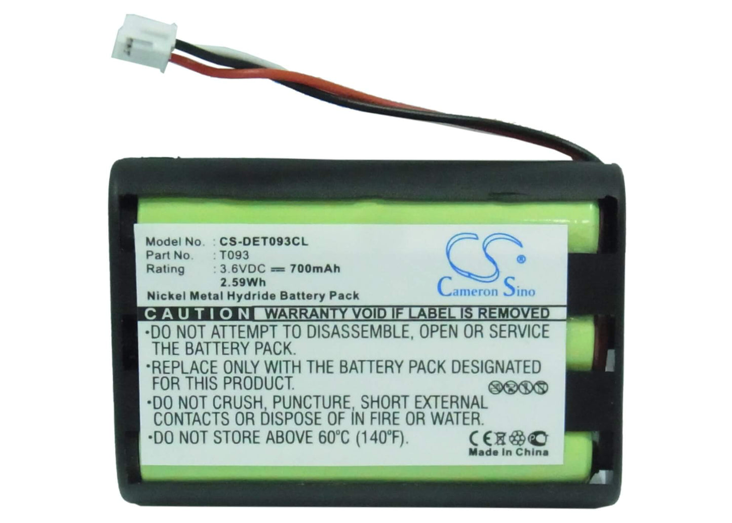 3.6V, 700mAh, Ni-MH Battery fits Detewe, Magic, Nova, 2.52Wh