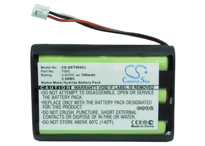 3.6V, 700mAh, Ni-MH Battery fits Detewe, Magic, Nova, 2.52Wh