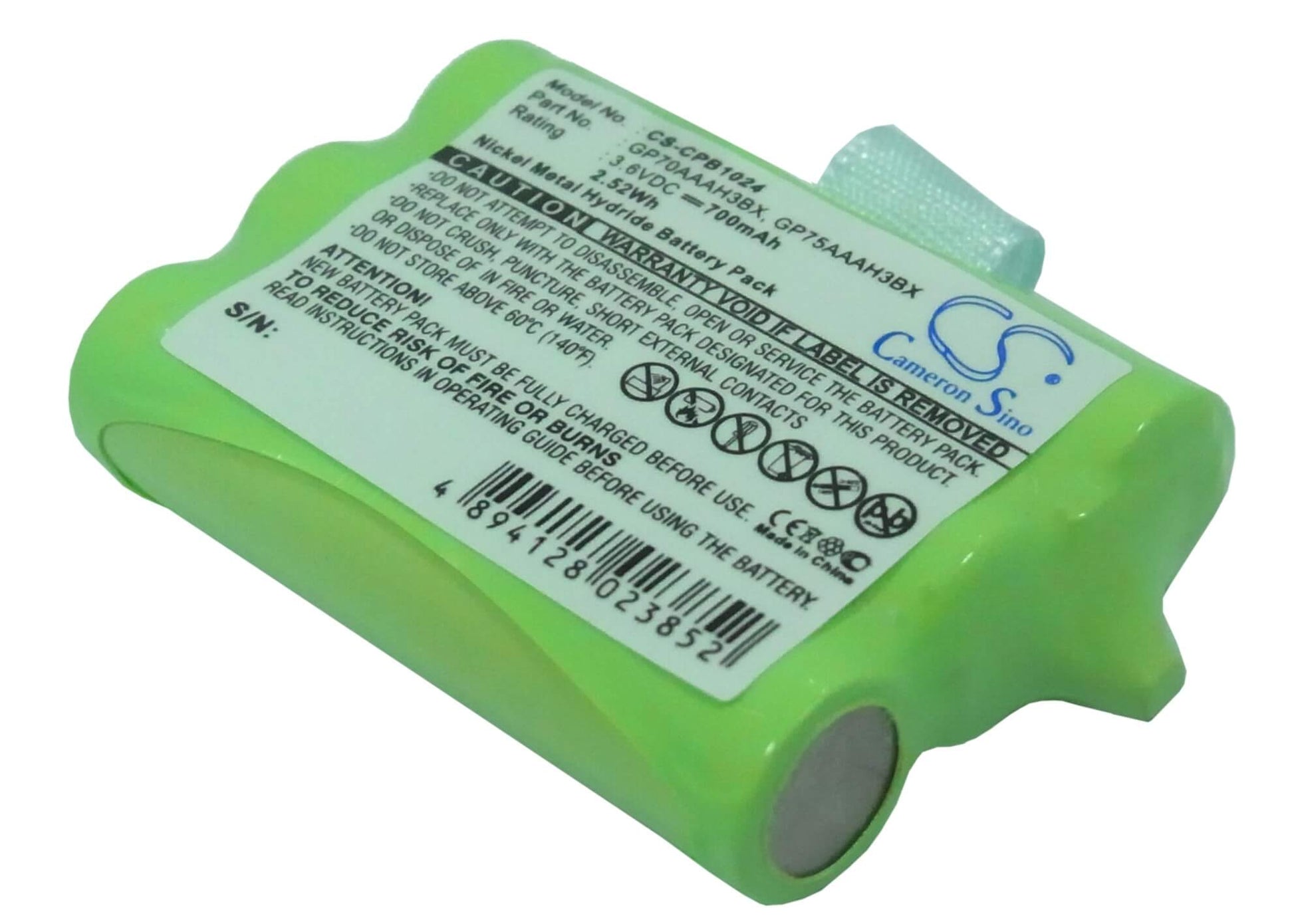 3.6V, 700mAh, Ni-MH Battery fits V Tech, 80-5542-00-00, 80-5543-00-00, 2.52Wh