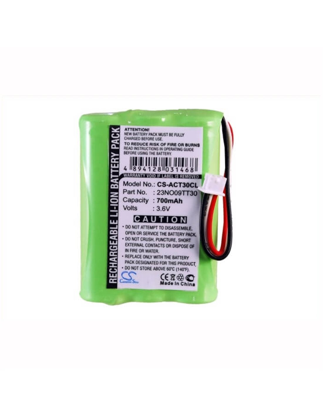 3.6V, 700mAh, Ni-MH Battery fits Kirk, Dect 4040, T-plus2, 2.52Wh