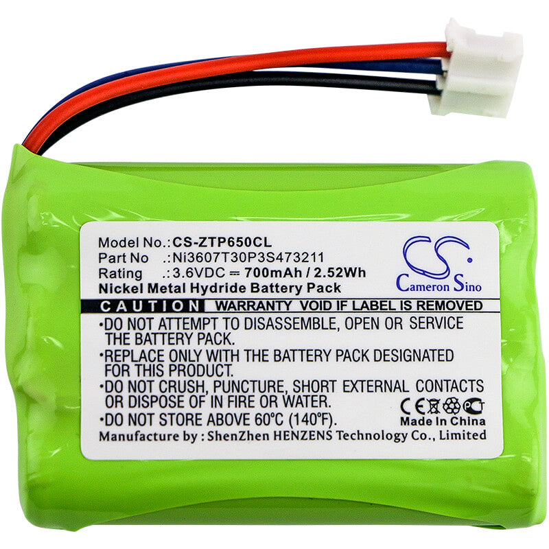3.6V, 700mAh, Ni-MH Battery fits Zte, Wp650, Wp850, 2.52Wh