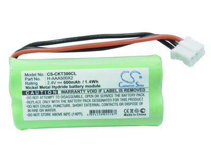 2.4V, 600mAh, Ni-MH Battery fits Gp, 60aaah2bmx, T356, 1.44Wh