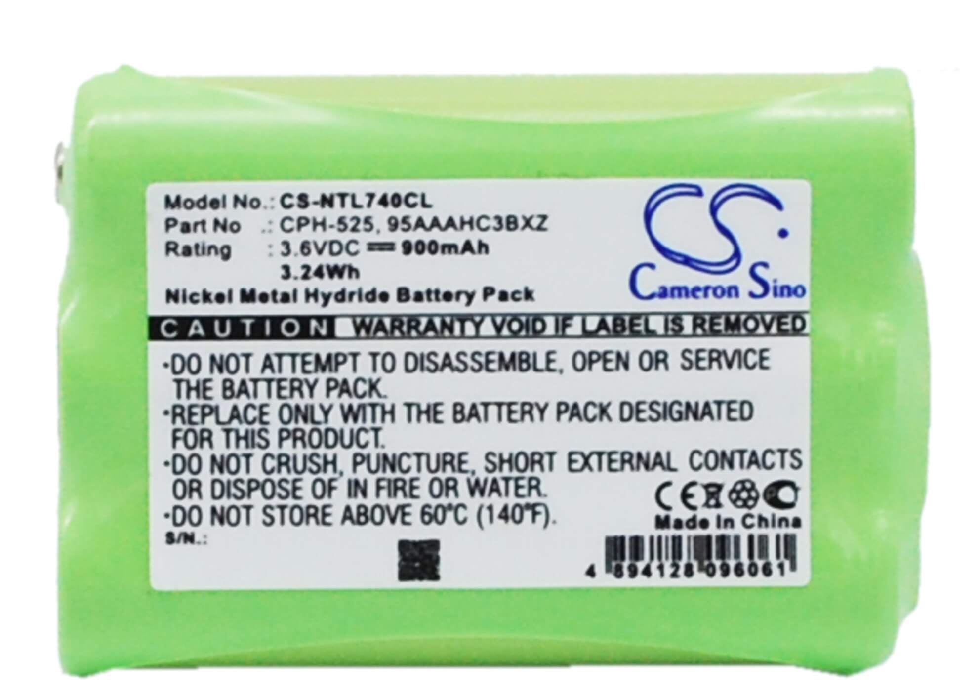 3.6V, 900mAh, Ni-MH Battery fits Nortel, 81010, T7406e, 3.24Wh